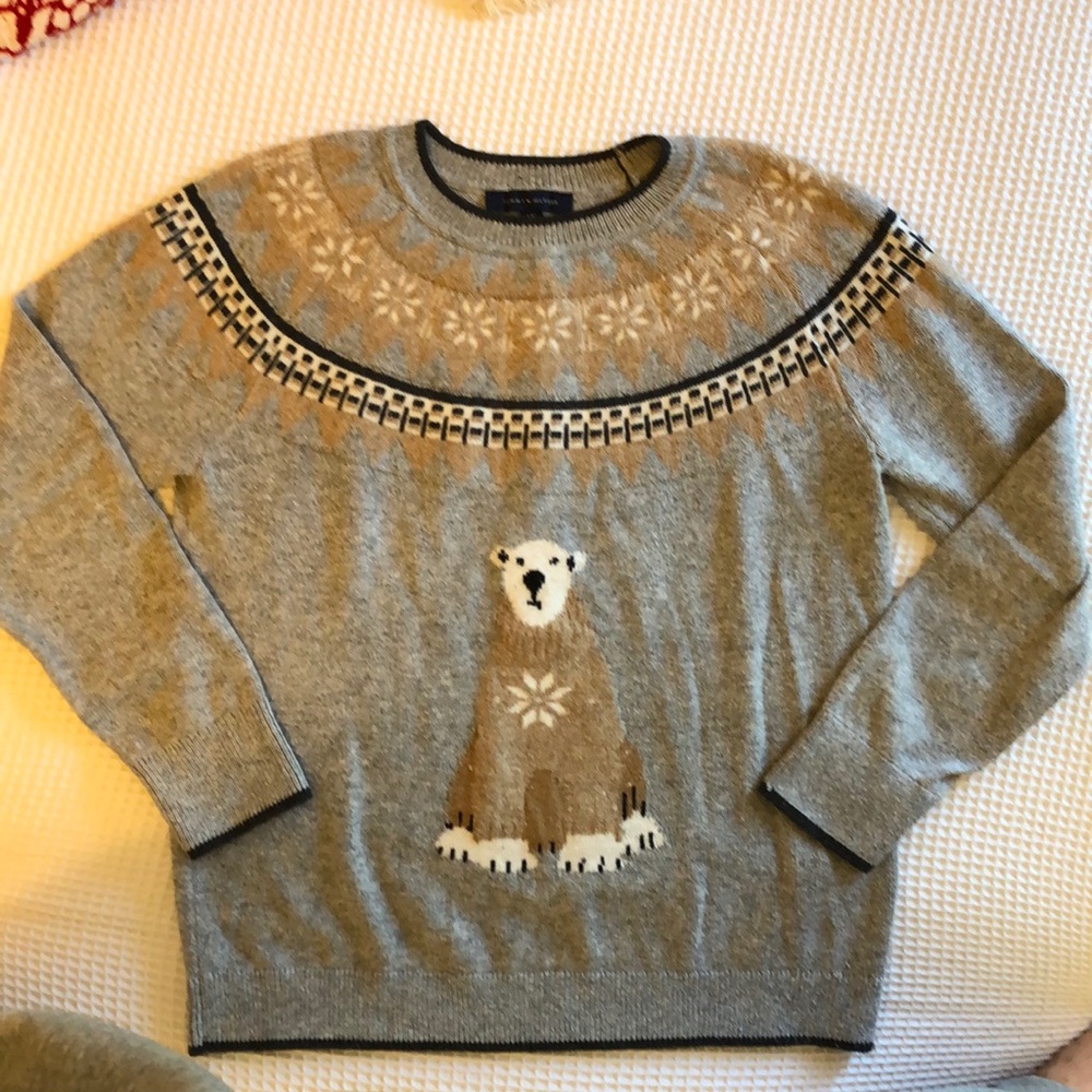 Tommy Hilfiger Fair Isle grey wool blend sweater. Large.